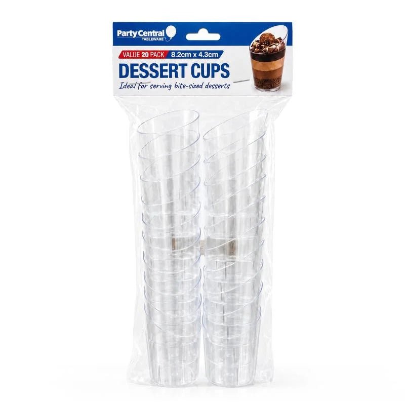 Clear Round Slanted Dessert Cups 63ml 20pcs (8.2cm x 4.3cm) - Party Owls