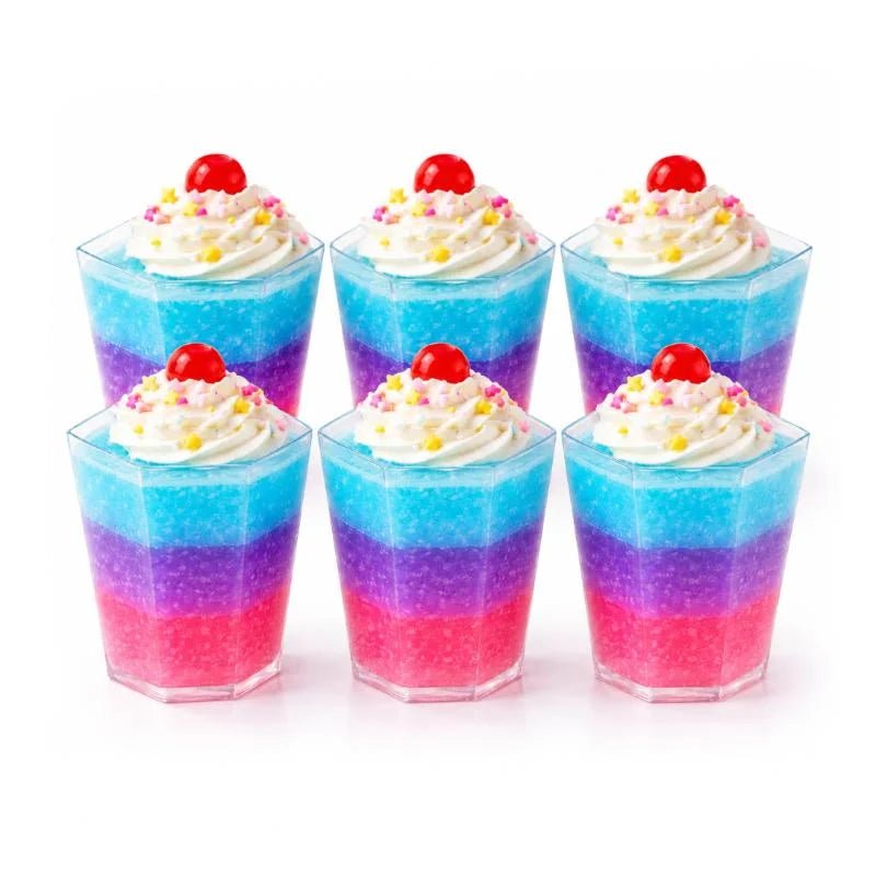 Clear Tall Hexagonal Dessert Cups 120ml 20pcs (7.2cm x 6.2cm) - Party Owls