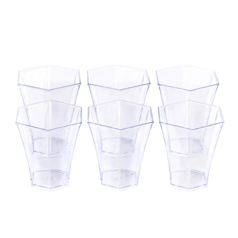 Clear Tall Hexagonal Dessert Cups 120ml 20pcs (7.2cm x 6.2cm) - Party Owls