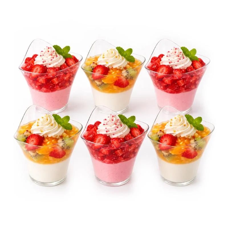 Clear Triangular Dessert Cups 75ml 20pcs (7.5cm x 6.5cm) - Party Owls