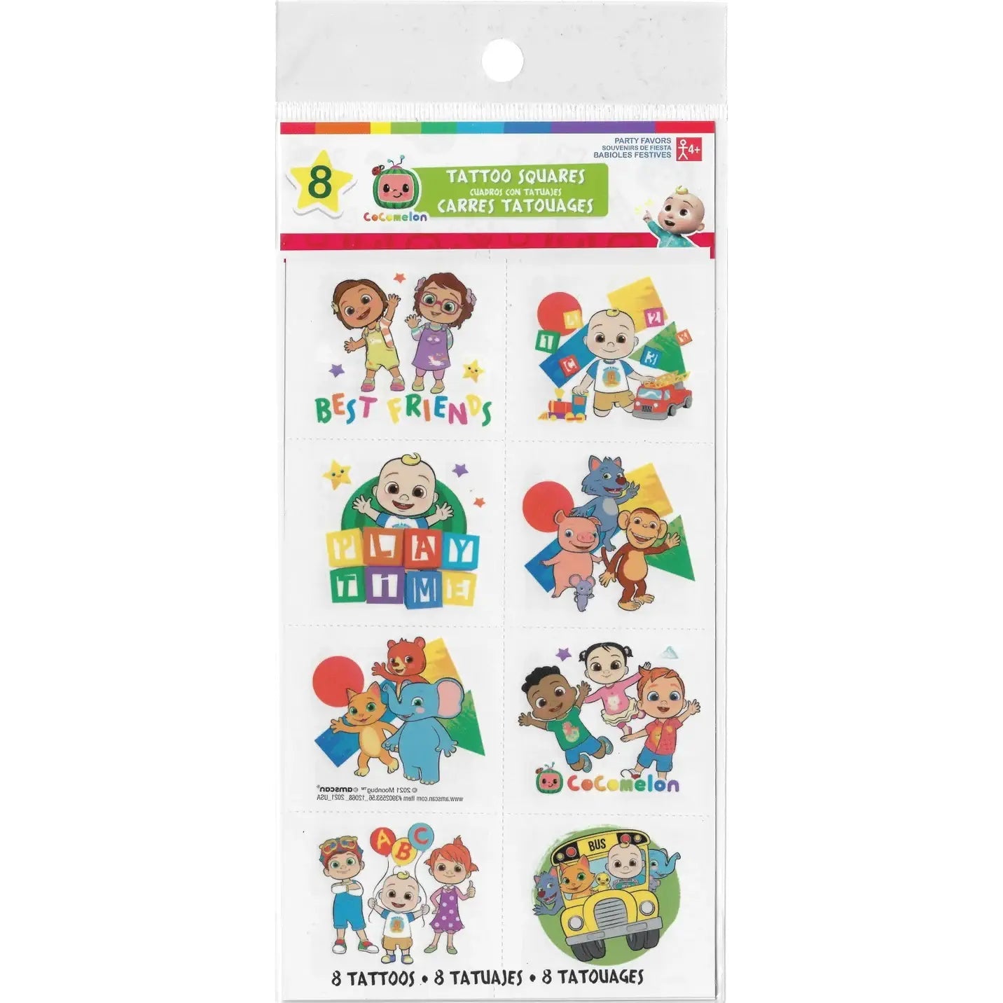 CoComelon Temporary Tattoos 8pcs (1 Sheet) Party Favours - Party Owls