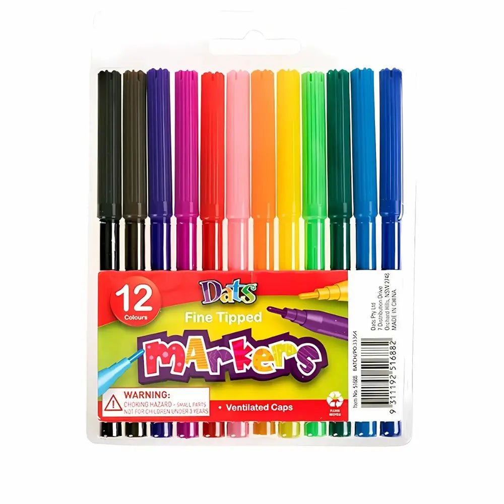 Colouring Pens Colour Markers 12pk Fine Tip - Party Owls
