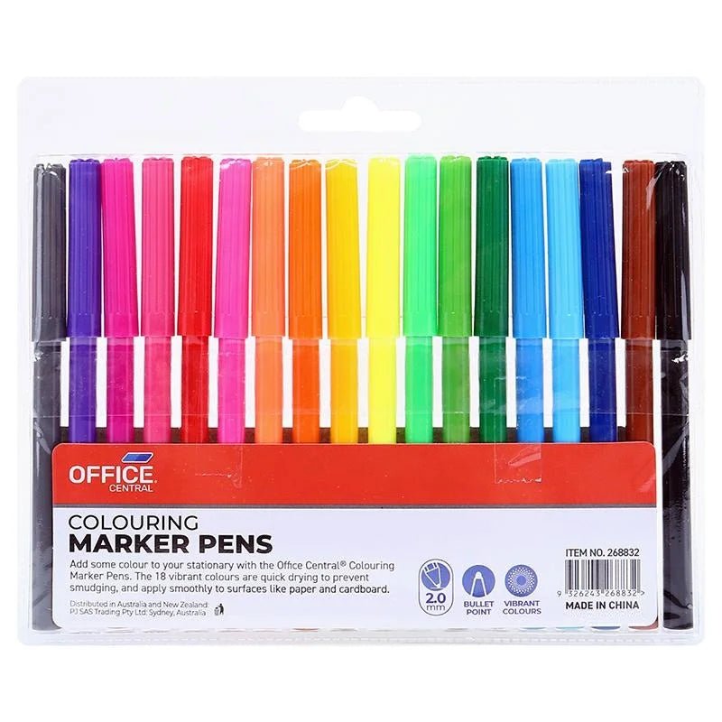 Colouring Pens Colour Markers 18pk Fine Tips - Party Owls