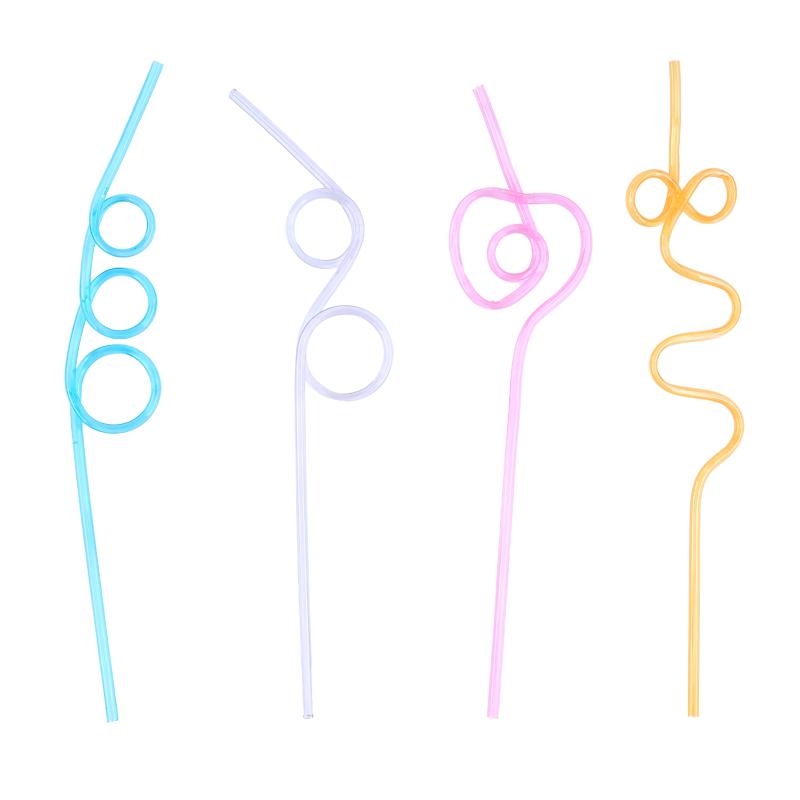 Crazy Curly Wriggle Straws 8pk 26cm x 5mm Assorted - Party Owls