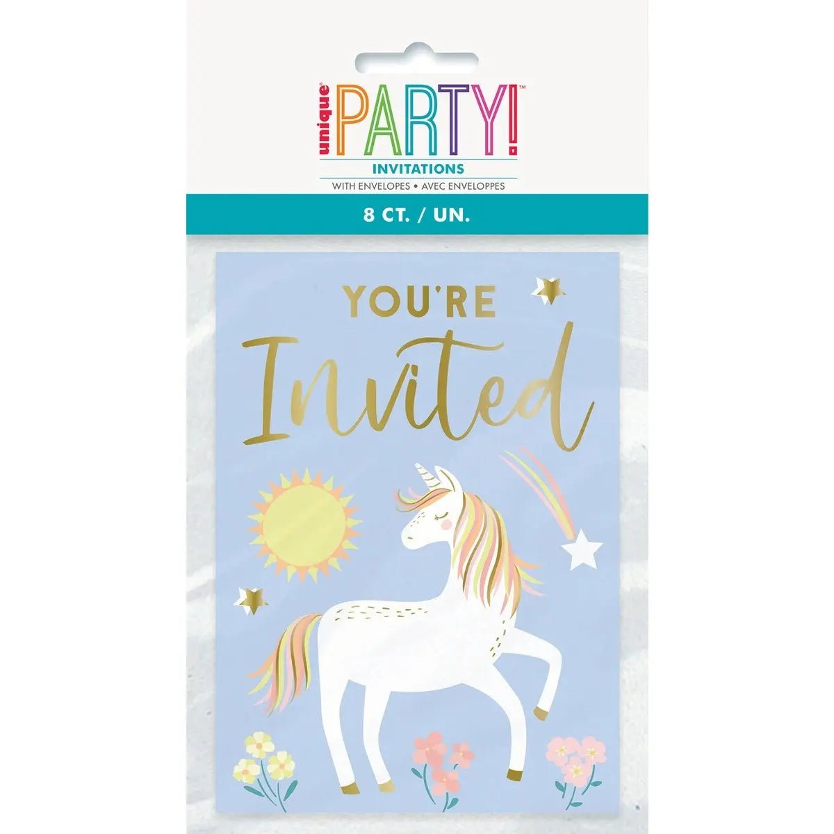 Dainty Unicorn Party Invitations 8pk With Envelopes - Party Owls