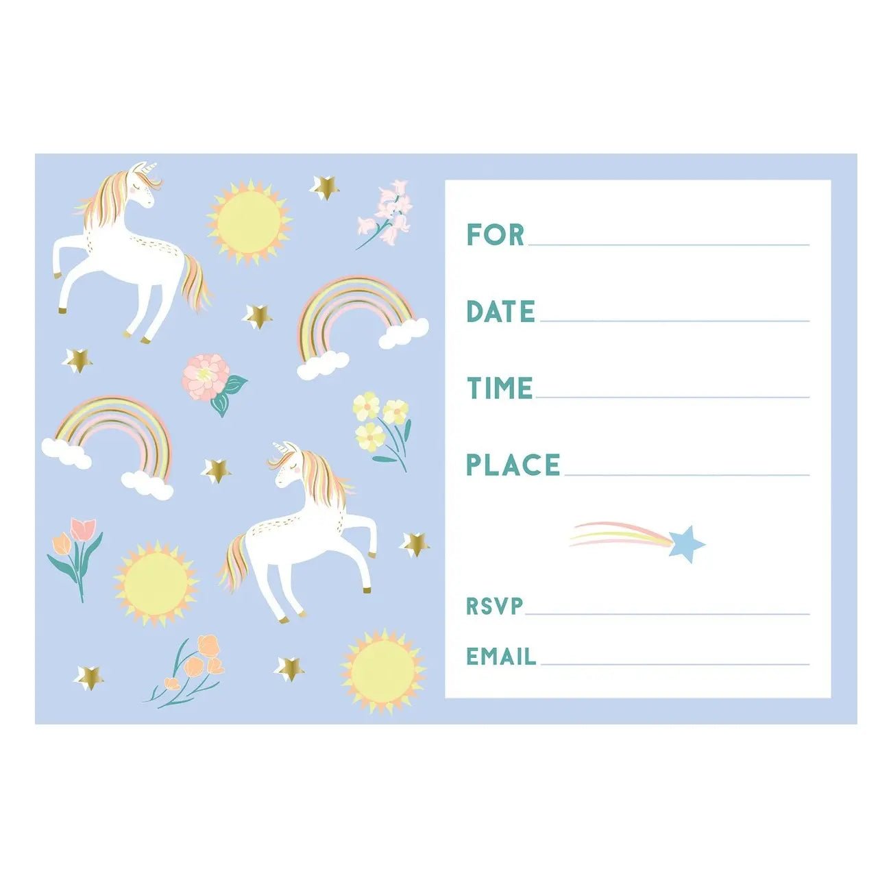 Dainty Unicorn Party Invitations 8pk With Envelopes - Party Owls