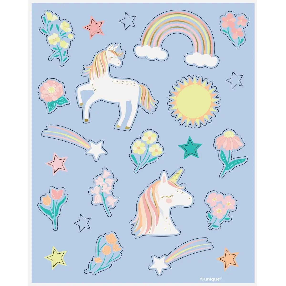 Dainty Unicorn Sticker Sheets 92pk (4 Sheets) Party Favours - Party Owls