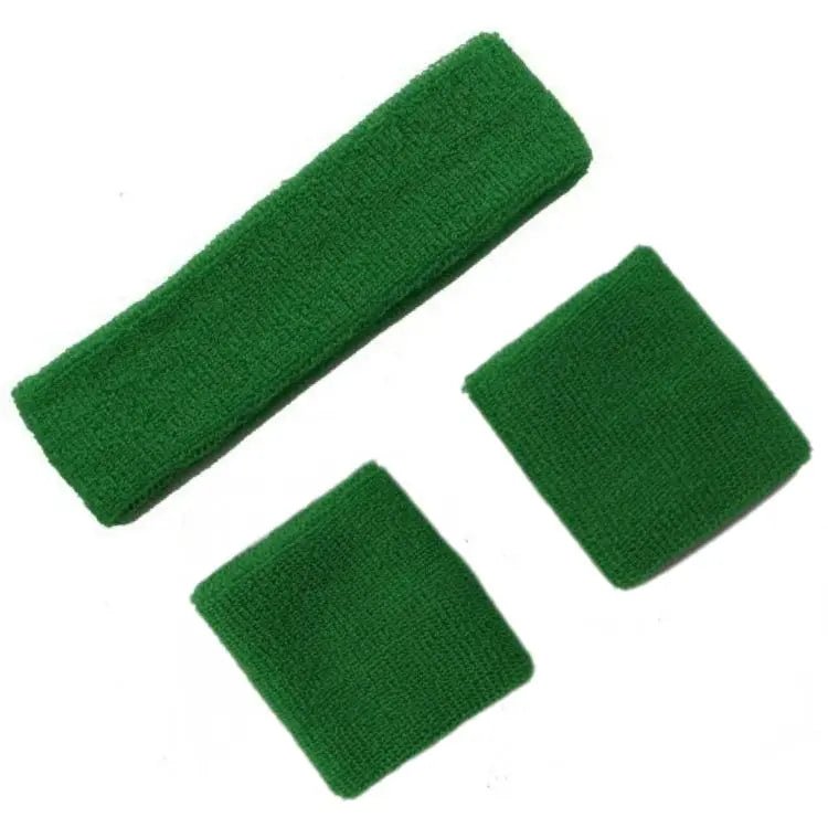Emerald Green 80's Cotton Wristbands Headband Sweatbands Set - Party Owls
