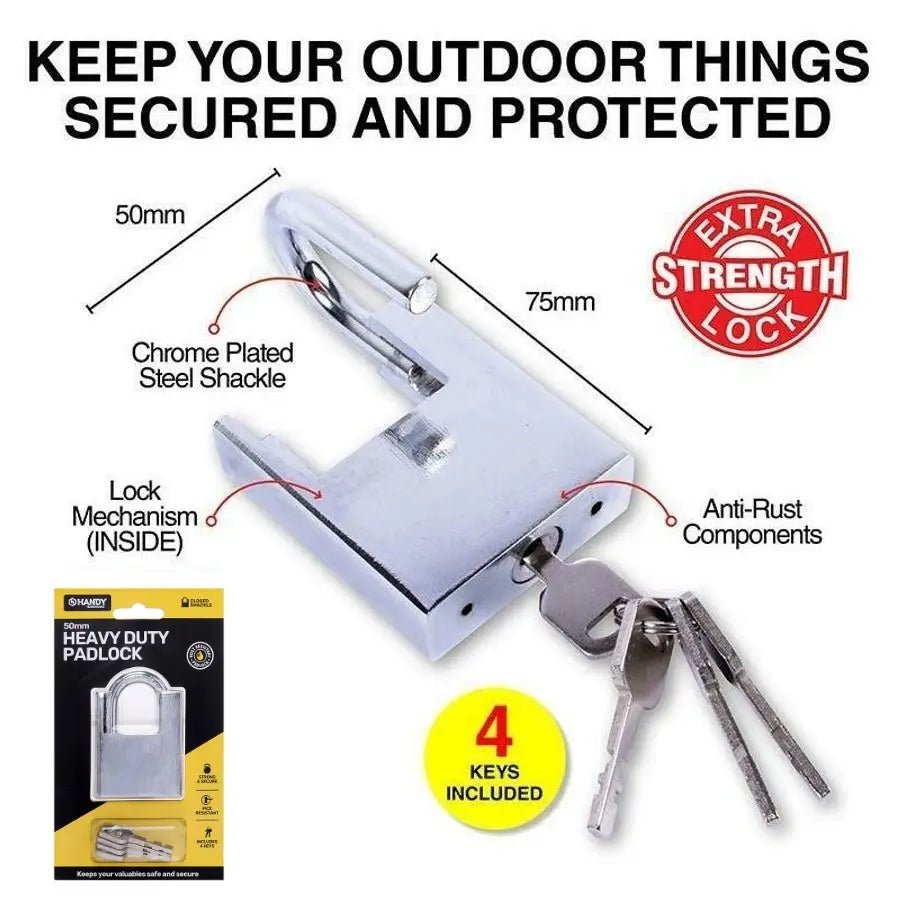 Extra Heavy Duty Padlock 50mm Includes 4 Keys - Party Owls