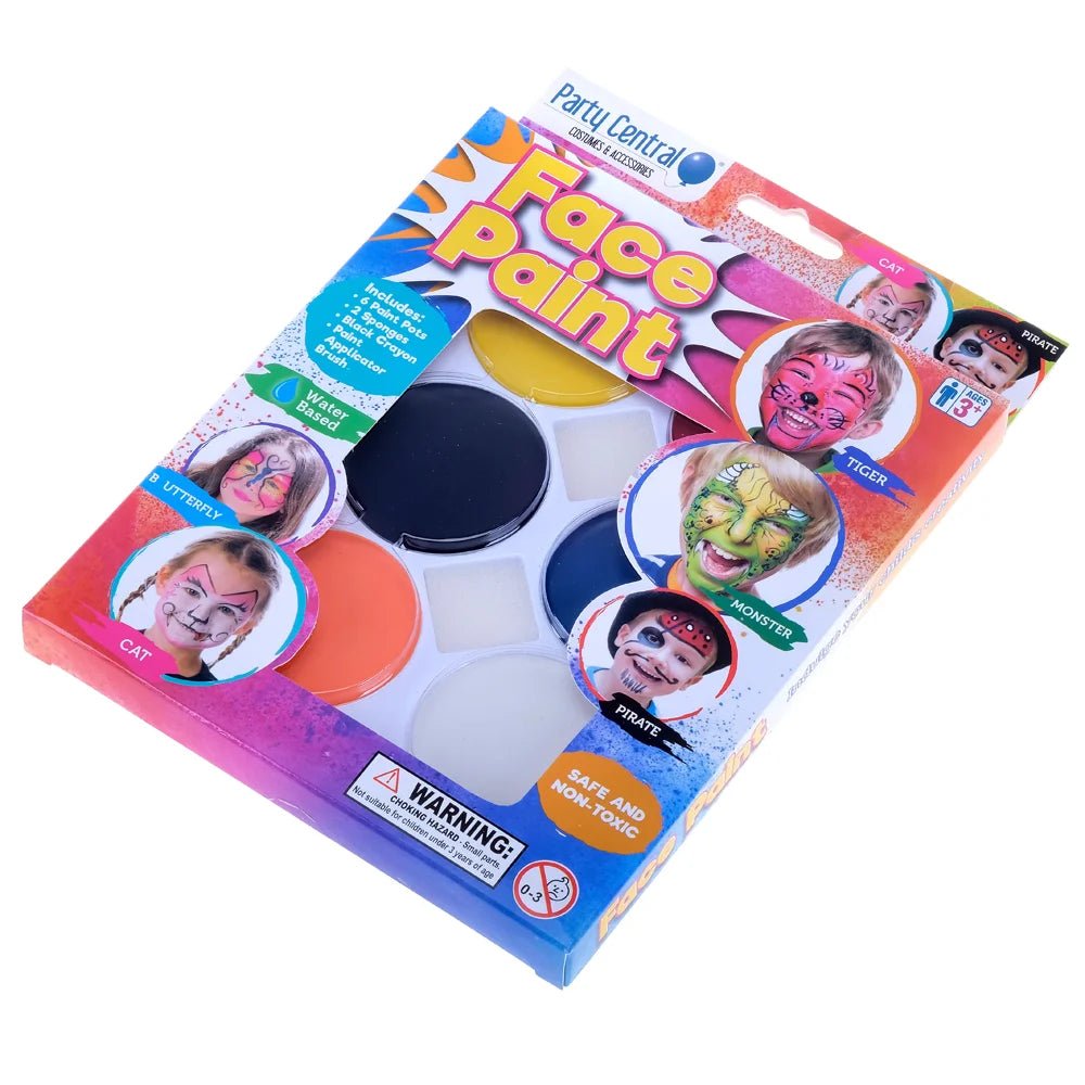 Face Paint Set 6 Colours, 2 Sponges, 1 Crayon - Party Owls