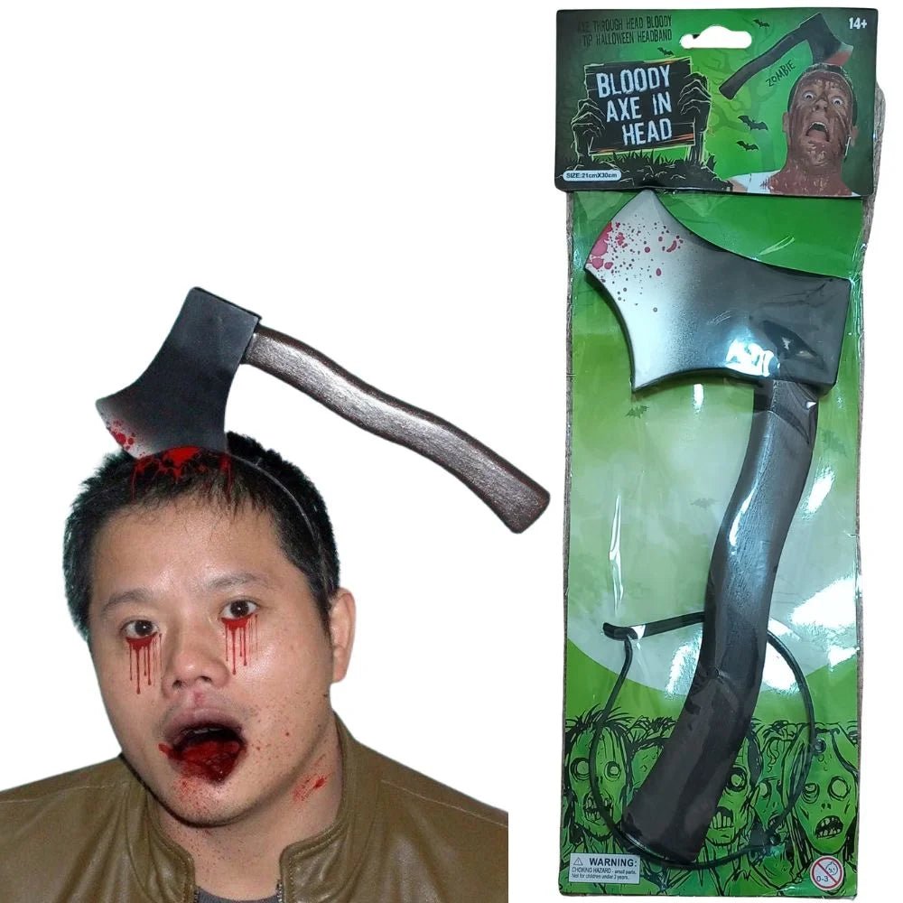 Fake Bloody Axe In Head Headband Kit 30cm Halloween - Party Owls