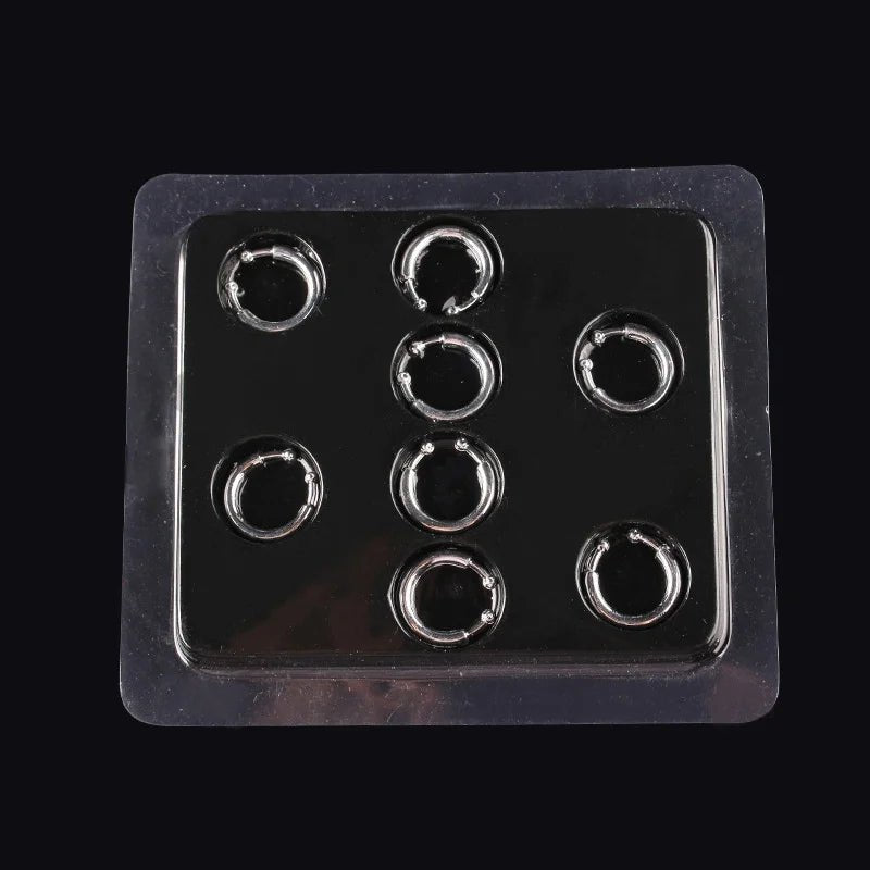 Fake Body Piercing 8pcs Nose Lips Eyebrows Ears Rings - Party Owls