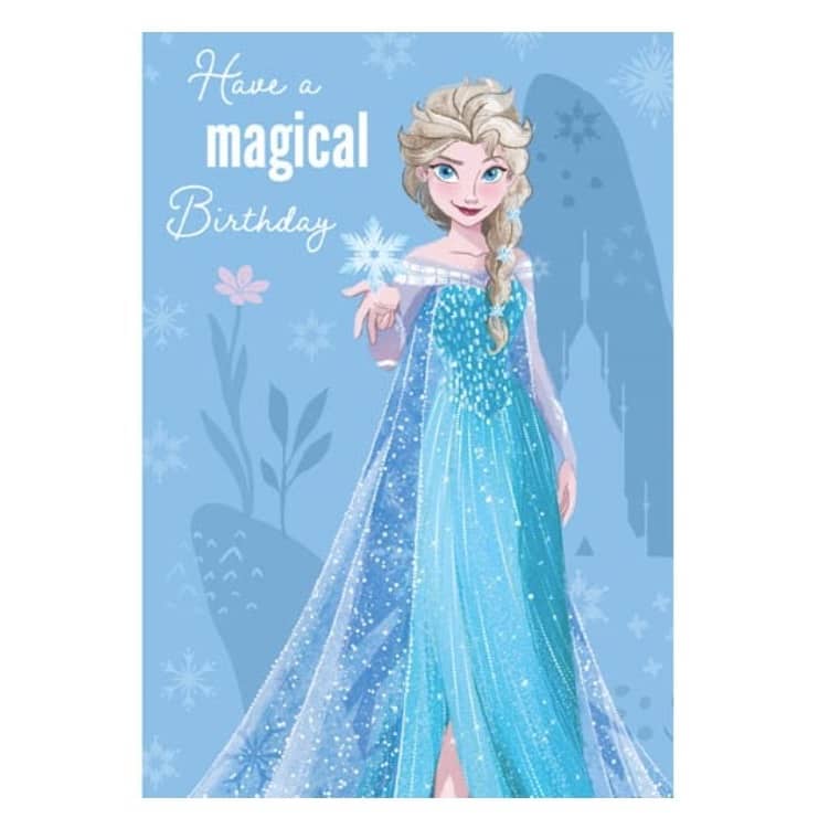 Frozen Elsa Birthday Card 11.5cm x 18cm With Blue Envelope - Party Owls