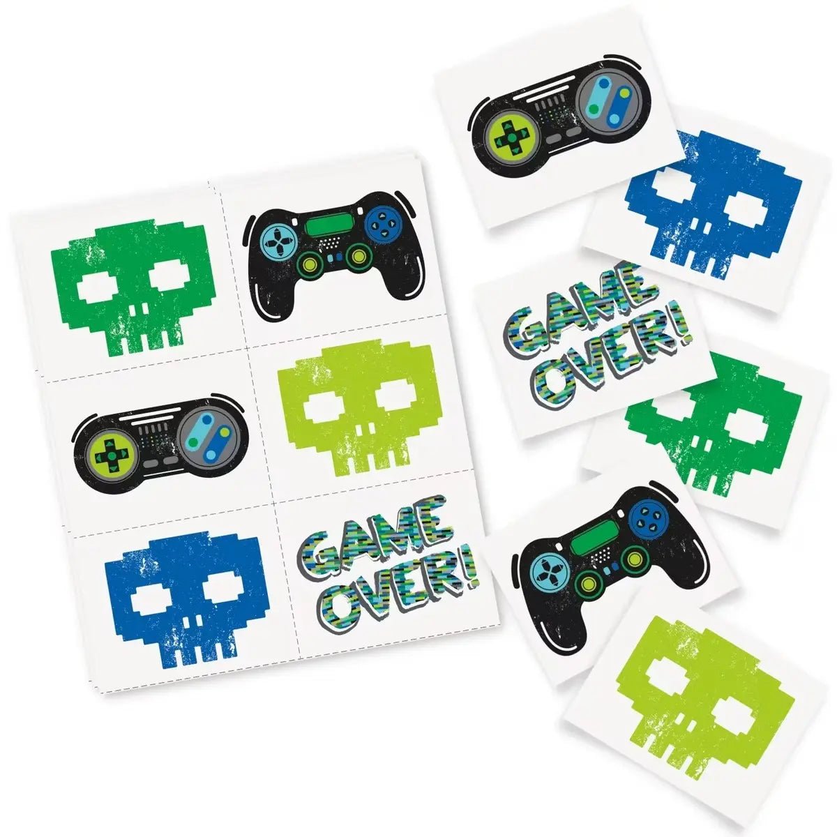 Gamer Birthday Fake Tattoos 24pcs - Party Owls