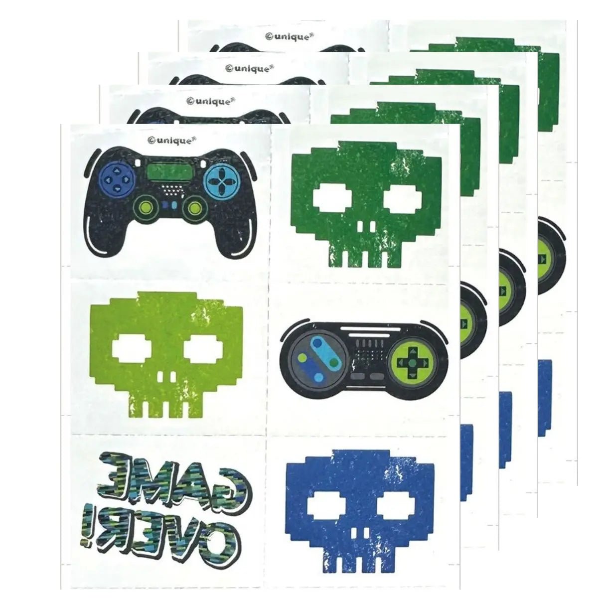 Gamer Birthday Fake Tattoos 24pcs - Party Owls