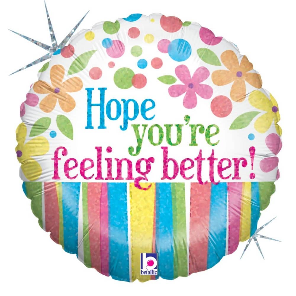 Get Well Soon Holographic Foil Balloon 45cm (18") - Party Owls