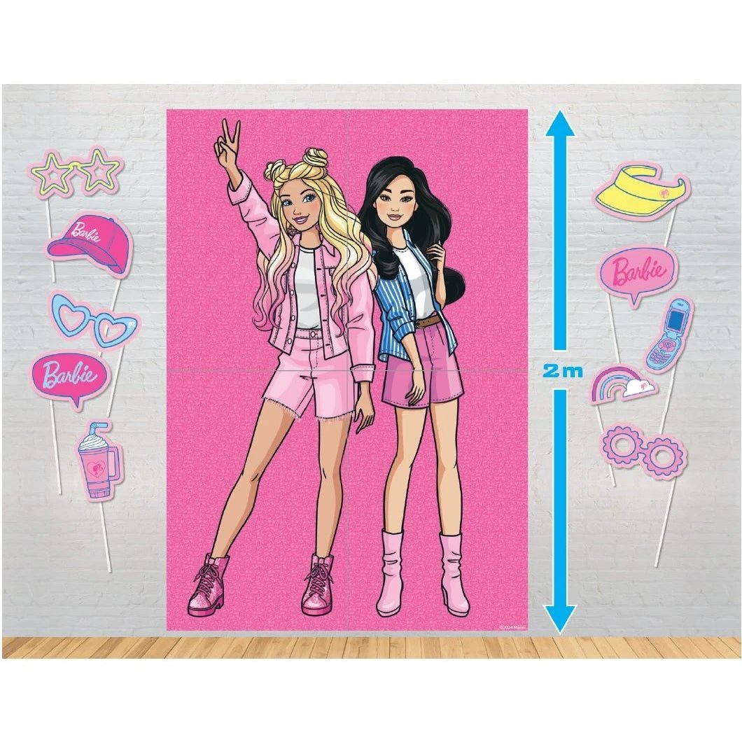 Giant Barbie Poster Backdrop With 10 Photo Props - Party Owls