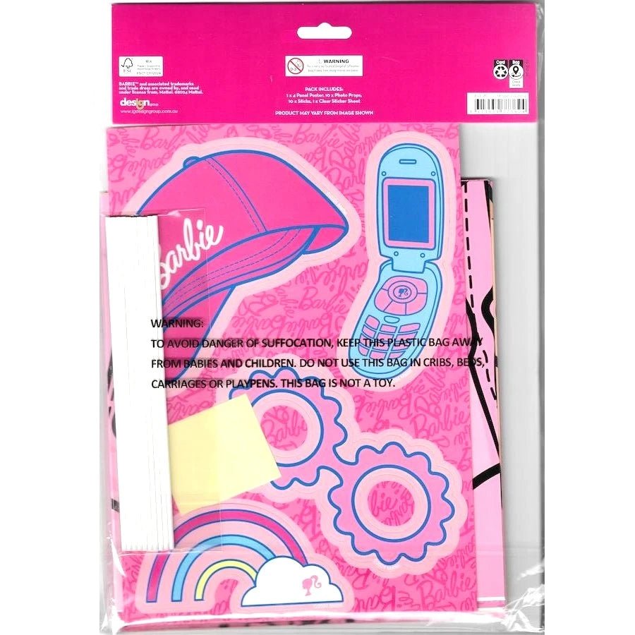 Giant Barbie Poster Backdrop With 10 Photo Props - Party Owls