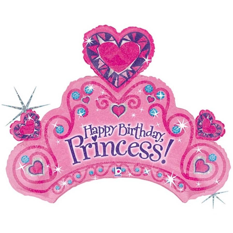 Giant Happy Birthday Princess Tiara Foil Balloon 86cm (34") - Party Owls