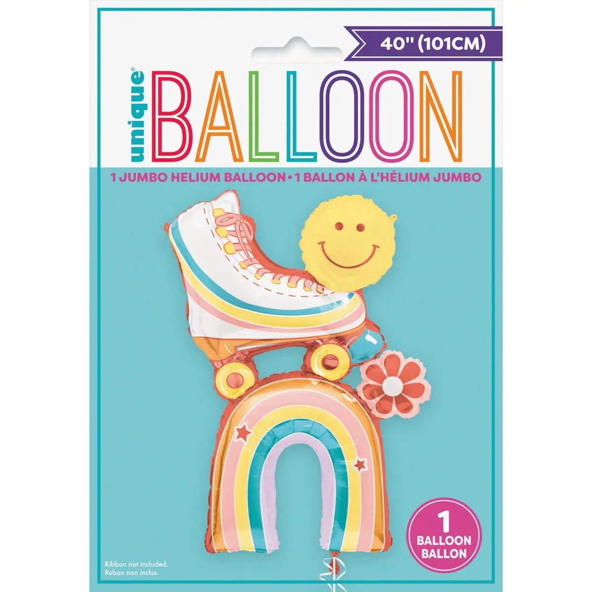 Giant Rainbow & Roller Skate Foil Balloon 101cm (40") - Party Owls