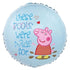 Girl Cartoon Pig Foil Balloon 45cm (18") Round Blue - Party Owls