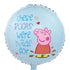 Girl Cartoon Pig Foil Balloon 45cm (18") Round Blue - Party Owls