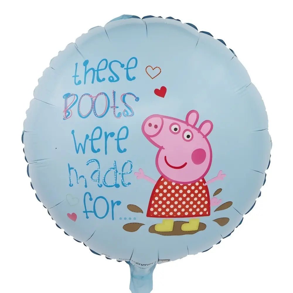 Girl Cartoon Pig Foil Balloon 45cm (18") Round Blue - Party Owls