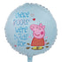 Girl Cartoon Pig Foil Balloon 45cm (18") Round Blue - Party Owls
