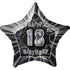 Glitz Black & Silver 18th Birthday Star Foil Balloon 50cm (20") - Party Owls