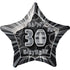 Glitz Black & Silver 30th Birthday Star Foil Balloon 50cm (20") - Party Owls