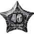 Glitz Black & Silver 40th Birthday Star Foil Balloon 50cm (20") - Party Owls