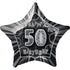 Glitz Black & Silver 50th Birthday Star Foil Balloon 50cm (20") - Party Owls