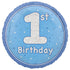 Glitz Blue 1st Birthday Prismatic Foil Balloon 45cm (18") - Party Owls