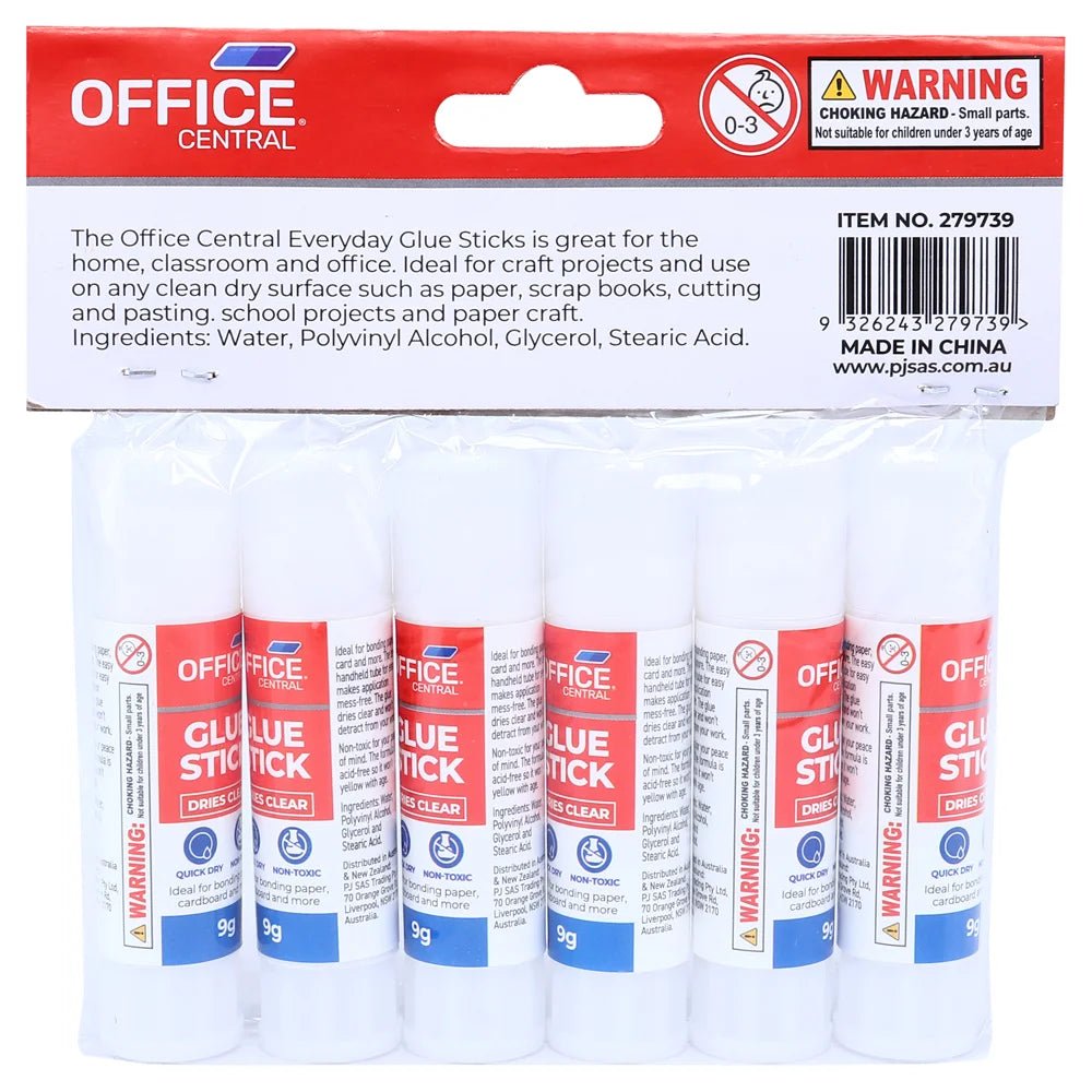 Glue Sticks 6pcs 8cm x 2cm Dries Clear - Party Owls