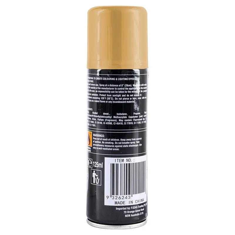 Gold Colour Hair Spray 125ml Temporary Coloured Hairspray - Party Owls