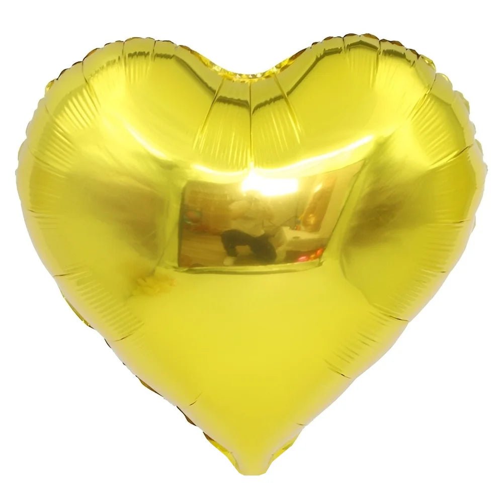 Gold Heart Shape Foil Balloon 45cm (18") - Party Owls