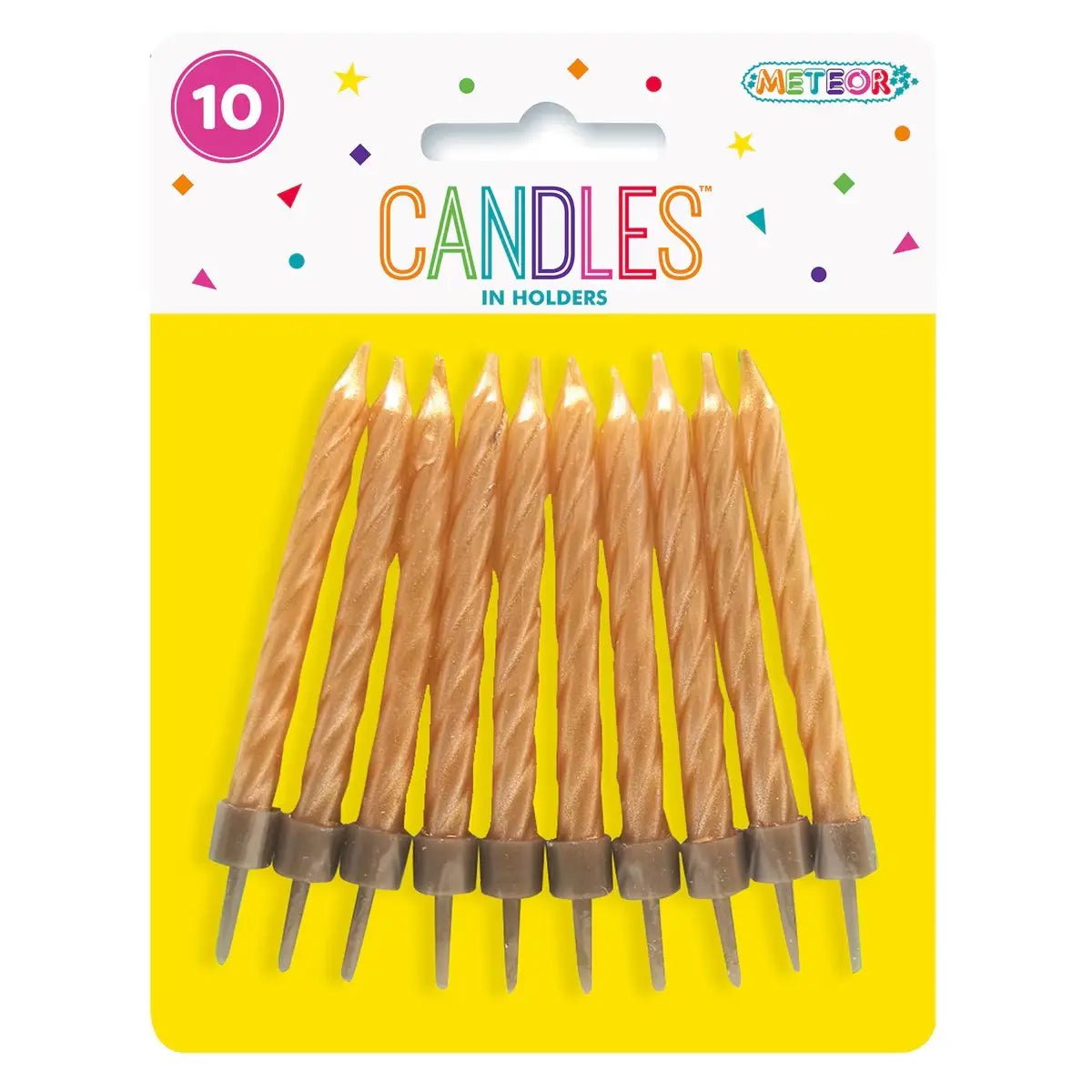 Gold Metallic Spiral Birthday Candles 10pk - Party Owls