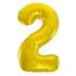 Gold Number 2 Giant Numeral Foil Balloon 86CM (34") - Party Owls