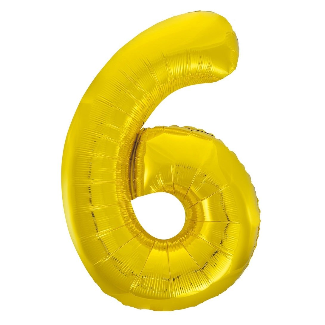 Gold Number 6 Giant Numeral Foil Balloon 86CM (34") - Party Owls