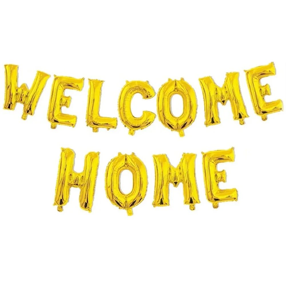 Gold "Welcome Home" Foil Letter Balloons Banner Kit 40cm (16") - Party Owls