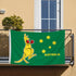 Green Australian Flag 150CM x 90CM With A Boxing Kangaroo - Party Owls