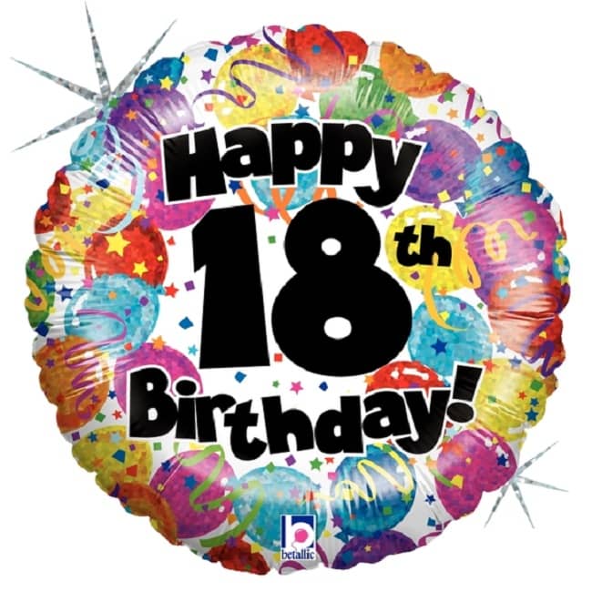 Happy 18th Birthday Holographic Foil Balloon 45cm (18") - Party Owls