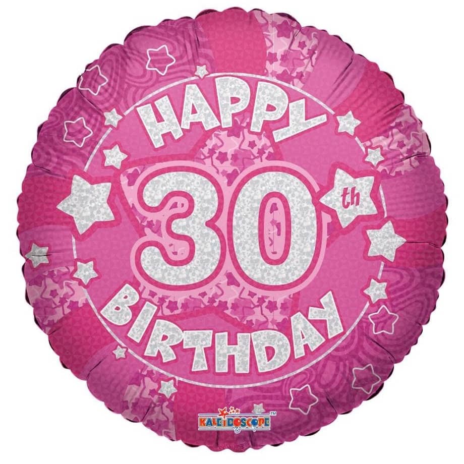Happy 30th Birthday Pink Foil Balloon 45cm (18") Round - Party Owls