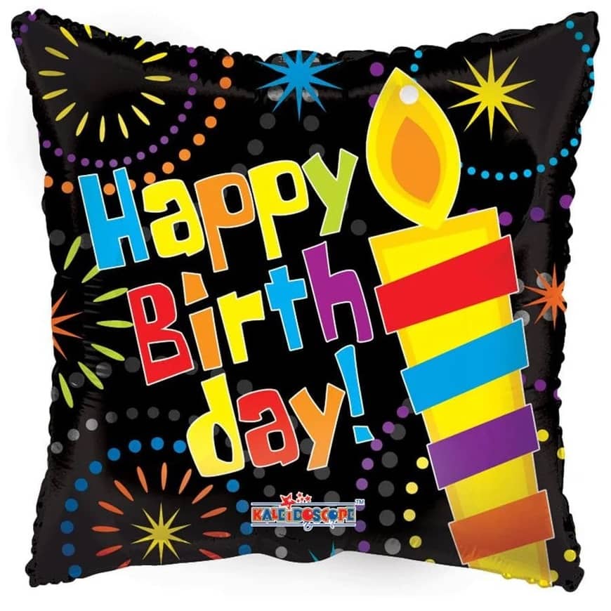 Happy Birthday Big Candle Foil Balloon 45cm (18") Square - Party Owls