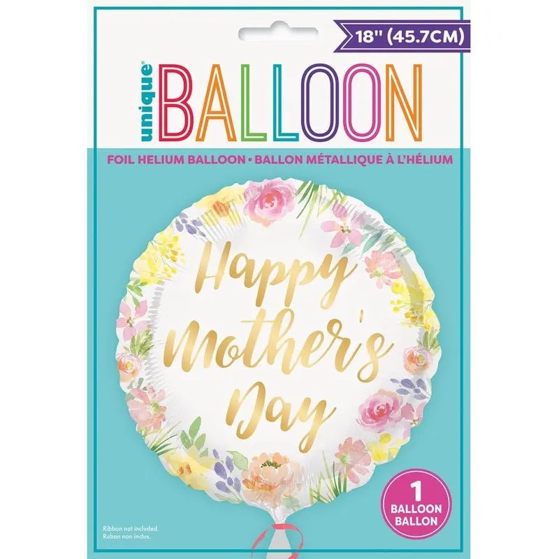 Happy Mother's Day Pastel Floral Foil Balloon 45cm (18") - Party Owls