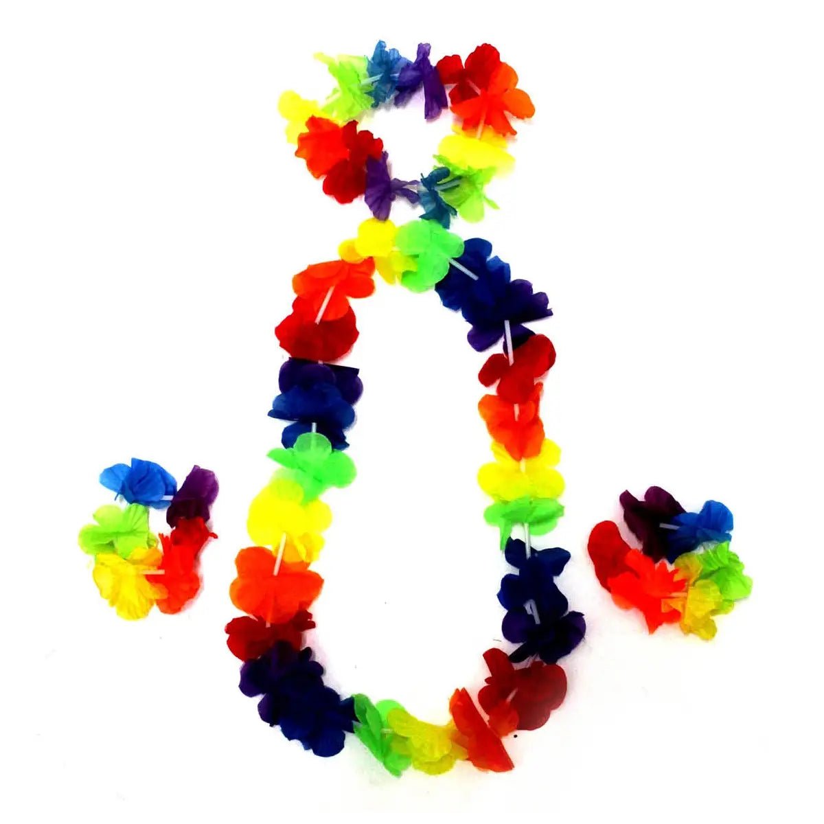 Hawaiian Multi - coloured Flower Leis Set 4pcs - Party Owls
