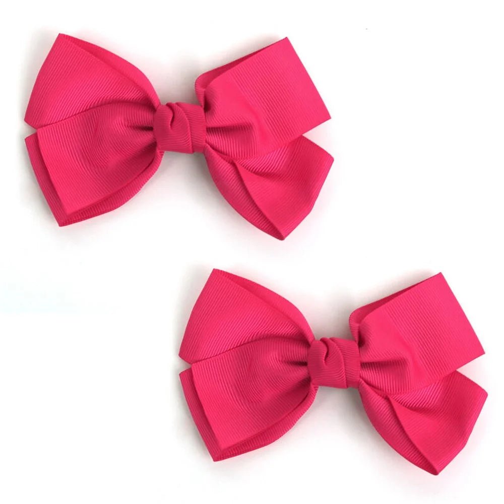 Hot Pink Bow Hair Clips 12cm 2pcs Party Accessories - Party Owls