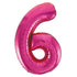 Hot Pink Number "6" Giant Numeral Foil Balloon 86cm (34") - Party Owls