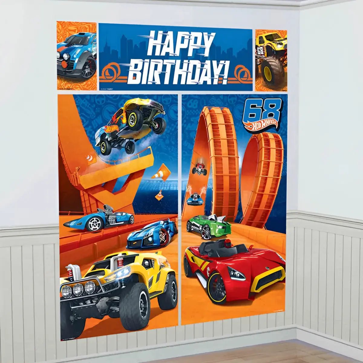 Hot Wheels Wild Racer Scene Setter Wall Decorations Kit - Plastic - Party Owls