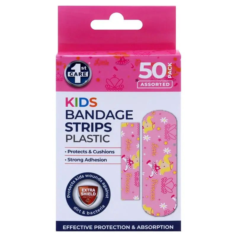 Kids Bandage Strips Little Princess 2 Assorted Sizes 50pk Plastic (PE) - Party Owls
